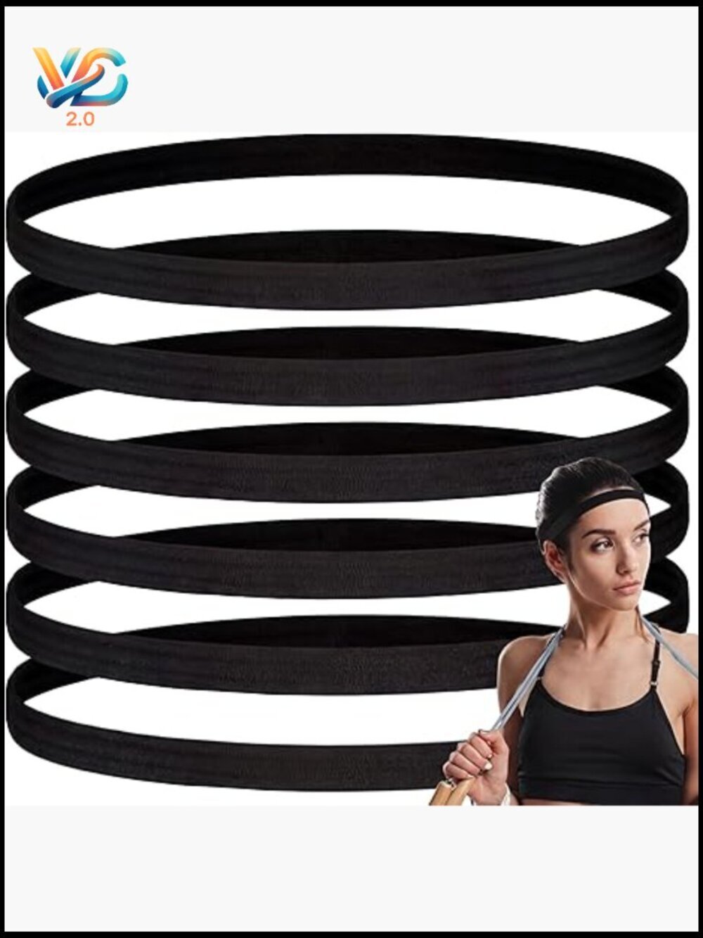 Skinny Elastic Sports Headbands Set of 12 Athletic Hair Bands Yoga Workout